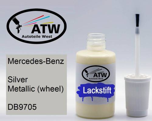 Mercedes-Benz, Silver Metallic (wheel), DB9705: 20ml Lackstift, von ATW Autoteile West.